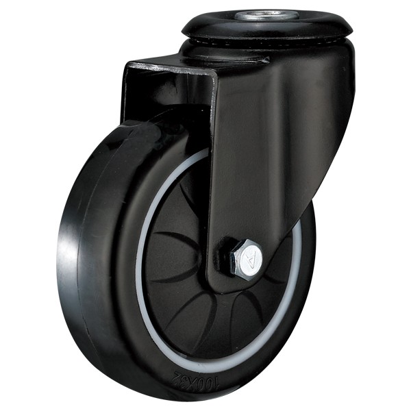 Medium Duty, Bolt hole TPR wheel caster-Swivel/Break