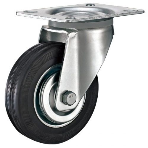 Top-plate rubber wheel caster-Swivel/Fix/Break