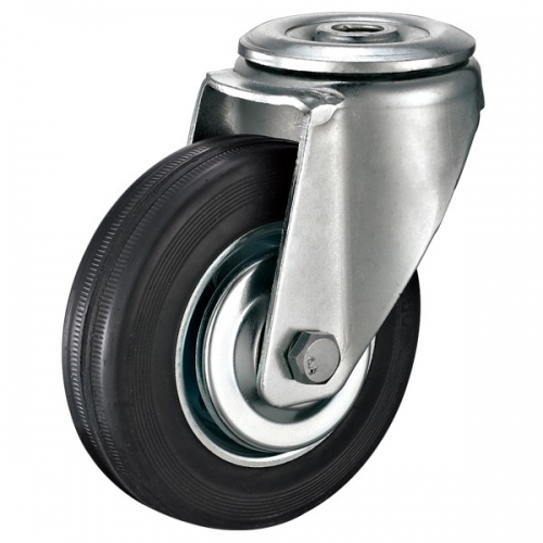 Bolt hole rubber wheel caster-Swivel/Break